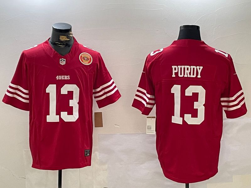 Men San Francisco 49ers #13 Purdy Red Three generations 2024 Nike Vapor Limited NFL Jersey style 4